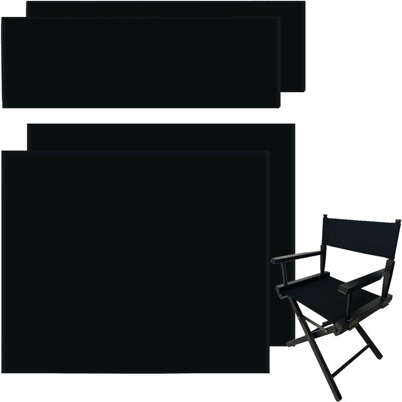 TBACW 2 Set (4pcs) 18''L X 15''W Directors Chair Canvas Replacement Covers Kit for Directors Chairs,Movie Chair Replacement Canvas Seat and Back Oxford Cloth Cover for Home M Size (Black) - Image 1